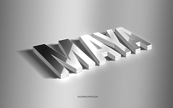 Maya, silver 3d art, gray background, with names, Maya name, Maya greeting card, 3d art, with Maya name HD wallpaper