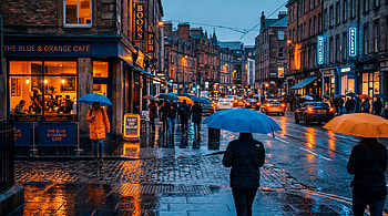Rainlit City Nights -, Rainy Day, Umbrella HD wallpaper