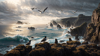 Sea Shore, sea, shore, seagull, sun, wave HD wallpaper