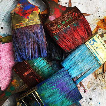 Art, Miscellanea, Miscellaneous, Multicolored, Motley, Paint, Tassels, Brushes, Artistic HD phone wallpaper