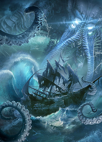 Ihor Reshetnikov art, Kraken representation, Surreal fantasy, Visual storytelling HD phone wallpaper