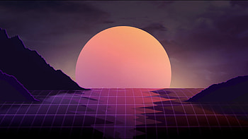 Sunset, abstract, retrowave HD wallpaper