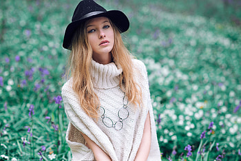 Hat, lady, model, pretty HD wallpaper