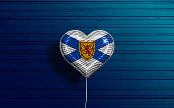 I Love Nova Scotia, , realistic balloons, blue wooden background, Day of Nova Scotia, canadian provinces, flag of Nova Scotia, Canada, balloon with flag, Provinces of Canada, Nova Scotia flag, Nova Scotia HD wallpaper