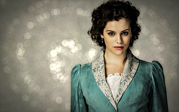 Jessica De Gouw as Ilona, blue, by cehenot, glitter, Jessica De Gouw, girl, vampire, actress, woman, dracula, tv series, Ilona HD wallpaper