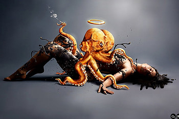 CG, girl, abstract, octopus HD wallpaper