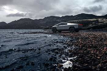 Stunning Tesla Cybertruck by the Coast, vehicle, Tesla, Tesla Cybertruck HD wallpaper