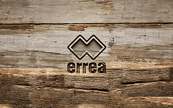 Errea wooden logo, , wooden backgrounds, brands, Errea logo, creative, wood carving, Errea HD wallpaper