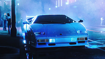 Retro Lamborghini Outwalk, synthwave, artist, artwork, digital-art HD wallpaper