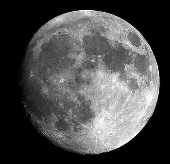 Captivating black and white of the full moon showcasing intricate lunar details. HD wallpaper