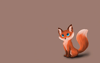 cartoon fox, , minimal, creative, brown backgrounds, fox minimalism, fox HD wallpaper