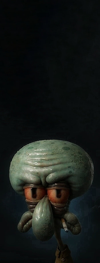 Squidward, spooky, black, dark HD phone wallpaper