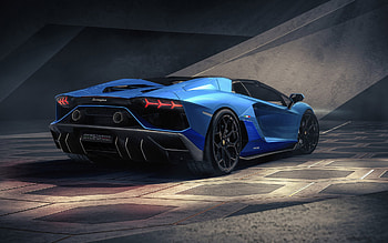2022, Lamborghini Aventador LP780-4 Ultimae Roadster, rear view, LP780-4, blue supercar, hypercar, Italian sports cars, Lamborghini HD wallpaper
