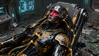 : Crimson-Eyed Cyborg Reawakening, Sci Fi, cyborg, Android, cyberpunk HD wallpaper