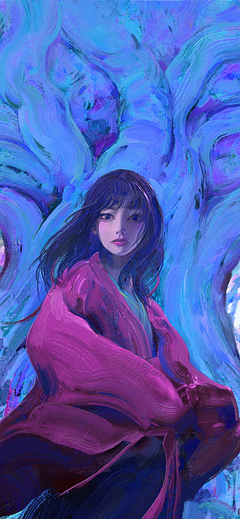 Moonlit Kimono — Oriental Fantasy, fantasy, oriental HD phone wallpaper