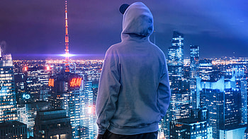 View Of My City Boy Standing Back , artist, artwork, digital-art HD wallpaper