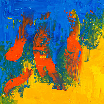 Texture, blue-orange-yellow art, abstract, wall art HD phone wallpaper