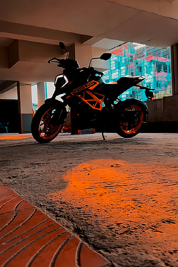 Ktm duke 125, orange, tread HD phone wallpaper