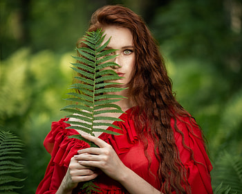 ღ, Model, Leaves, Make up, Portrait HD wallpaper