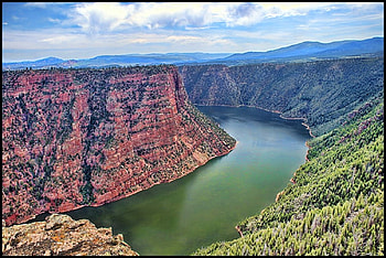 Red Canyon, Utah, river, landscape, clouds, sky, mountains, water HD wallpaper
