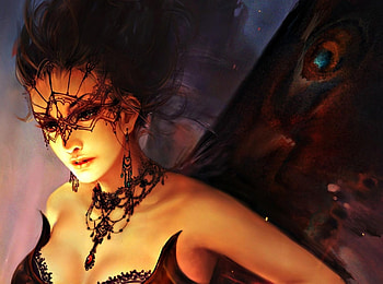 Fairy, wings, mask, girl, dehong he, dark, woman, the light of life, butterfly, fantasy, light HD wallpaper