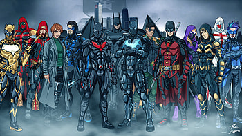 Batman Beyond The Kingdom , batman, batwing, red-hood, nightwing, robin, superheroes, artist, artwork, digital-art, deviantart HD wallpaper