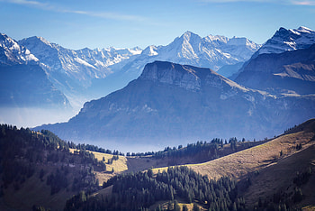 Swiss mountains, valley, nature, landscape HD wallpaper