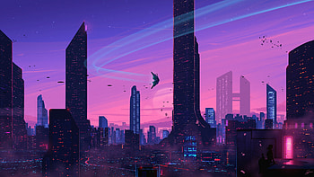 Evening Rush, artwork, colorful, futuristic, joey jazz, digital art HD wallpaper