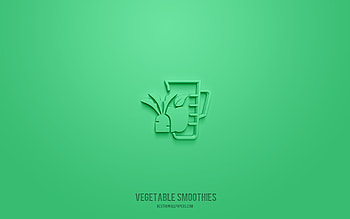 Vegetable smoothies 3d icon, green background, 3d symbols, Vegetable smoothies, food icons, 3d icons, Vegetable smoothies sign, food 3d icons HD wallpaper