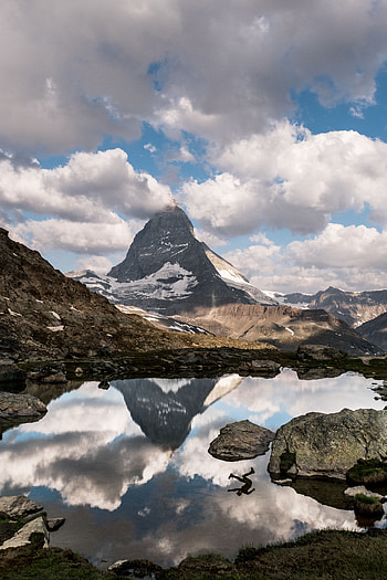Nature, Stones, Mountains, Clouds, Lake HD phone wallpaper