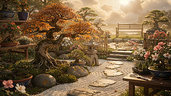 Zen Bonsai Garden —, Bonsai Garden, Bonsai, Japanese Garden HD wallpaper