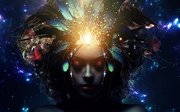 Amazon, digital, pretty, glow, colors, sparks, warrior, woman, female, manipulation HD wallpaper