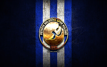 Fethiye Belediyespor Basketbol, golden logo, Basketbol Super Ligi, blue metal background, turkish basketball team, Fethiye Belediyespor logo, basketball, Fethiye Belediyespor HD wallpaper