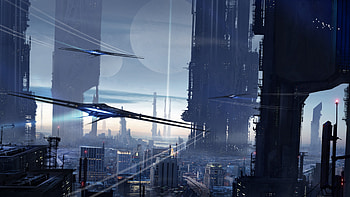 Scifi City , scifi, digital-art, artist, planet, artwork HD wallpaper