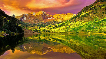 Colorful Scenery, colorful, nature, water, mountain HD wallpaper