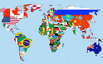 Map, International Flags HD wallpaper