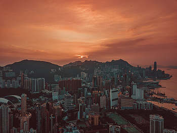 Cities, Sunset, Sky, City, View From Above, Skyscrapers, Hong Kong, Hong Kong S.a.r HD wallpaper