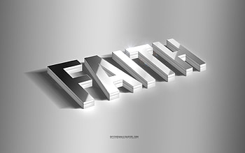 Faith, silver 3d art, gray background, with names, Faith name, Faith greeting card, 3d art, with Faith name HD wallpaper