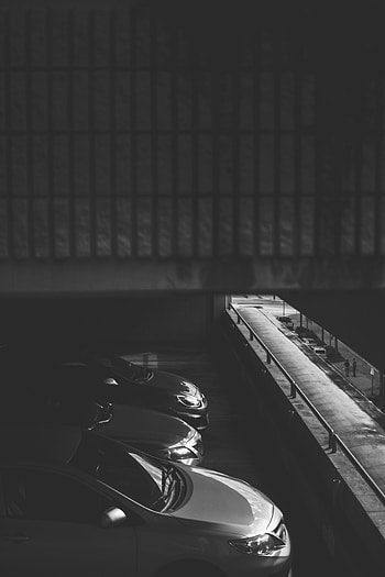 Cars, Dark, Bw, Chb, Monochrome, Parking HD phone wallpaper