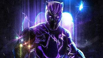Black Panther With Infinity Gauntlet, black-panther, superheroes, artwork, digital-art HD wallpaper
