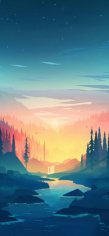 River Mountain 3D HD phone wallpaper