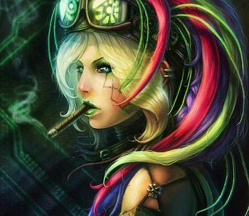 Cyber punk, colors, cigar, girl, cg HD wallpaper