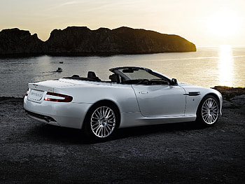 Auto, Nature, Sunset, Sea, Aston Martin, Cars, Rocks, Side View, Style, 2008, Db9 HD wallpaper