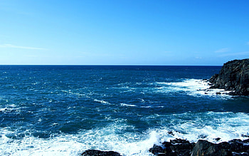 Line, Nature, Sea, Rocks, Horizon, Foam HD wallpaper