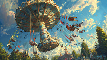Sky-High Swing Ride: Amusement Park, Swing ride, amusement park HD wallpaper