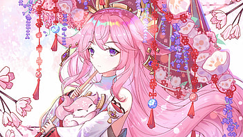 Purple Eyes Pink Hair Yae Miko Guuji Genshin Impact HD wallpaper
