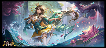 Fantasy girl, frumusete, girl, hanji, fantasy, parasol, luminos HD wallpaper