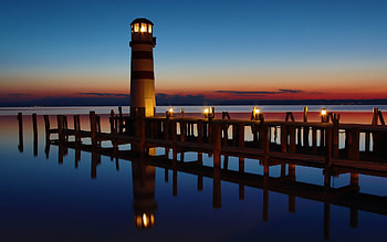 Lighthouse on Lake Neusiedl Austria, Austria, lighthouse, Neusiedl, lake HD wallpaper