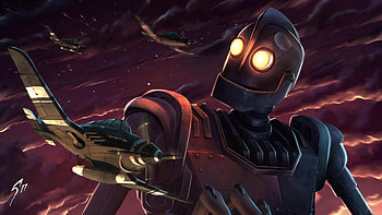 High-definition , Iron Giant character, Stunning background, Detail-oriented HD wallpaper