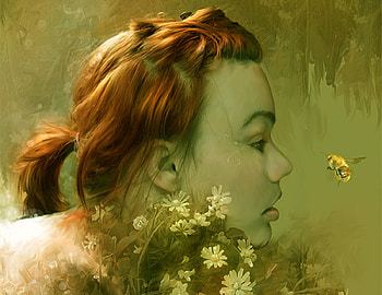 summer girl, summer, girl, bee HD wallpaper